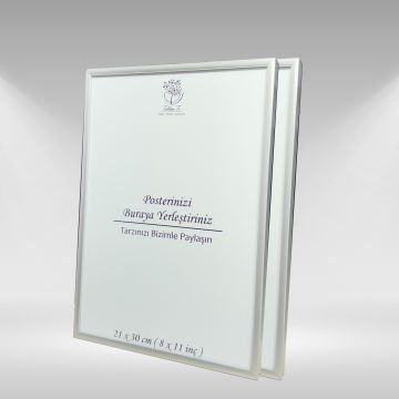 Gümüş Metal Çerçeveli Camlı Boş Çerçeve 21x30 CM - İkili