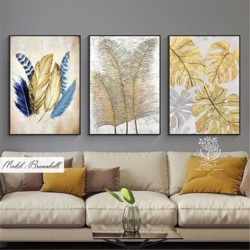 Brannboll Üçlü Tablo Gold - 50x70 CM