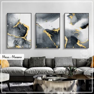 Marborn Üçlü Tablo Gold - 50x70 CM