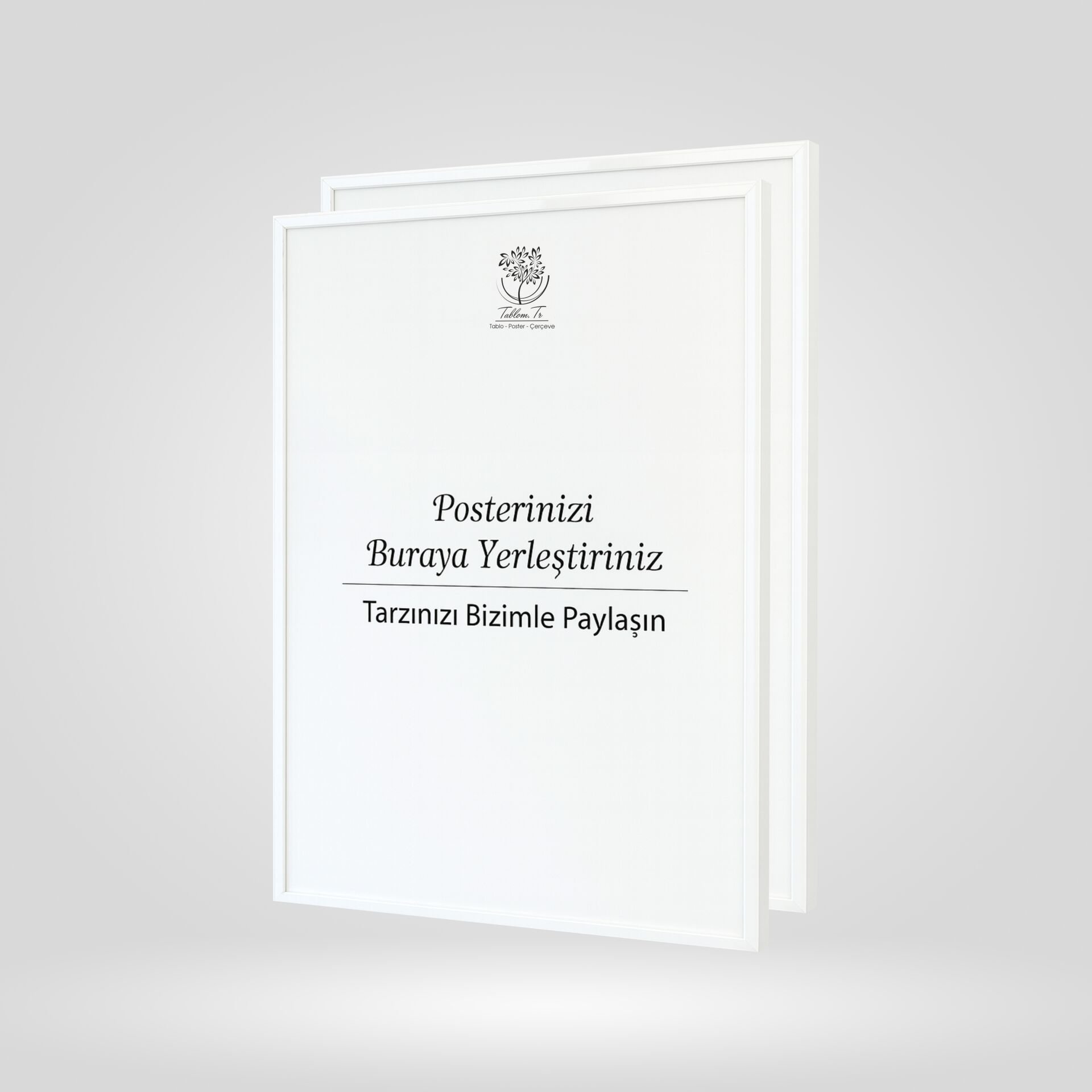 Beyaz Metal Çerçeveli Camlı Boş Çerçeve