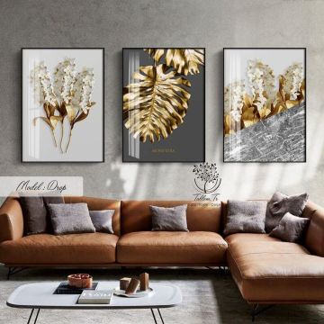 Drop Üçlü Tablo Beyaz - 40x50 CM
