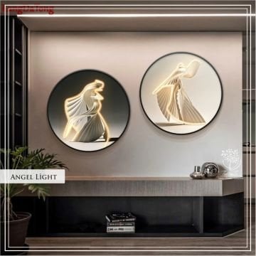 Angel Light İkili Yuvarlak Çerçeveli Camlı Tablo