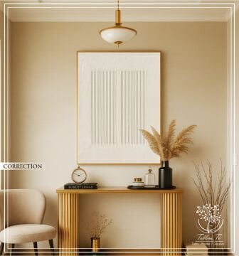 Dijital Baskılı Metal Çerçeveli Camlı Tekli Tablo -Correction Bej