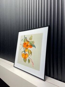 Metal Çerçeveli Camlı Persimmon Tekli Dekoratif Tablo