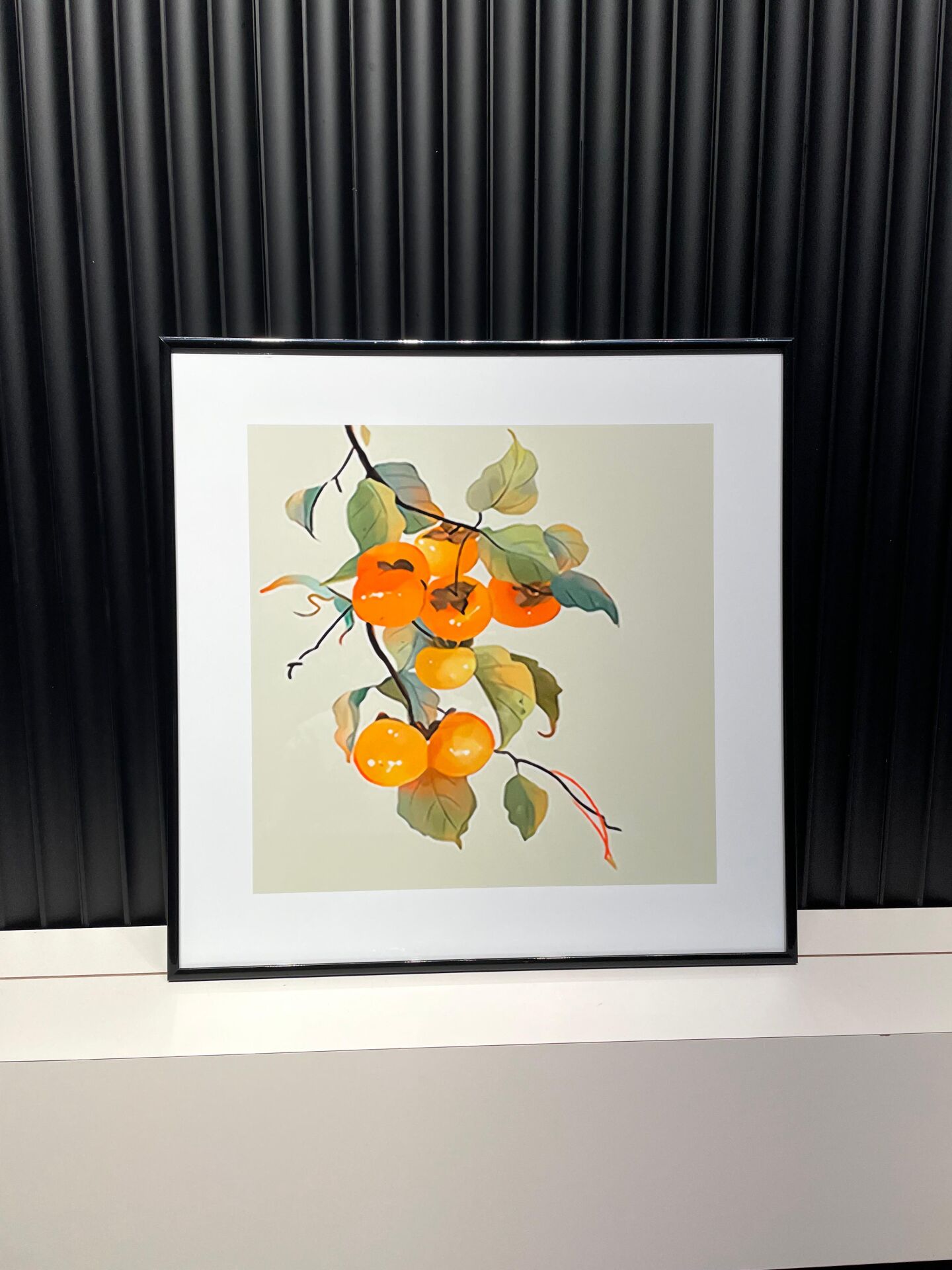 Metal Çerçeveli Camlı Persimmon Tekli Dekoratif Tablo