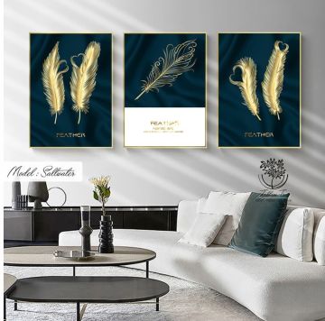 Saltwater Üçlü Tablo Gold - 30x40 CM