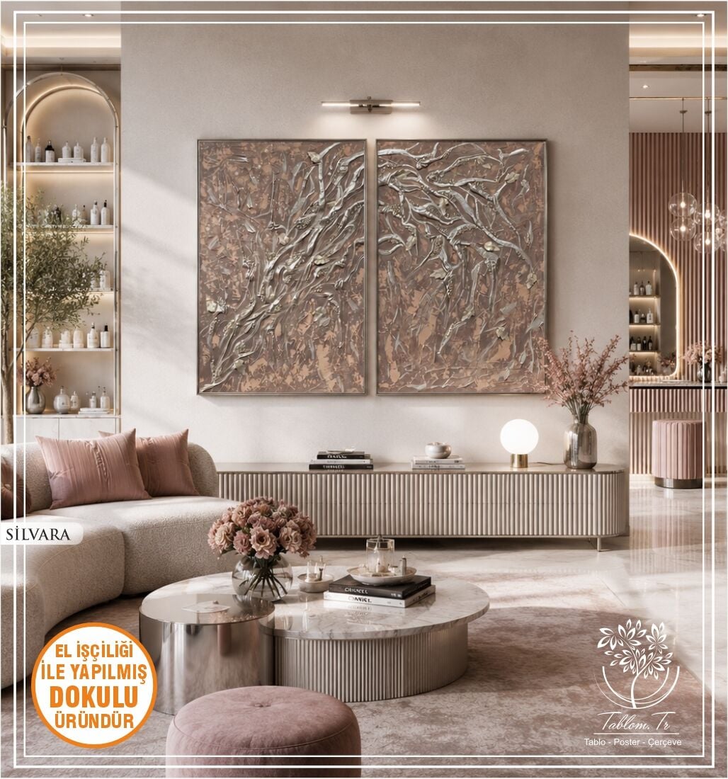 Silvara | El İşçiliği Dokulu Tablo 70x100 İkili
