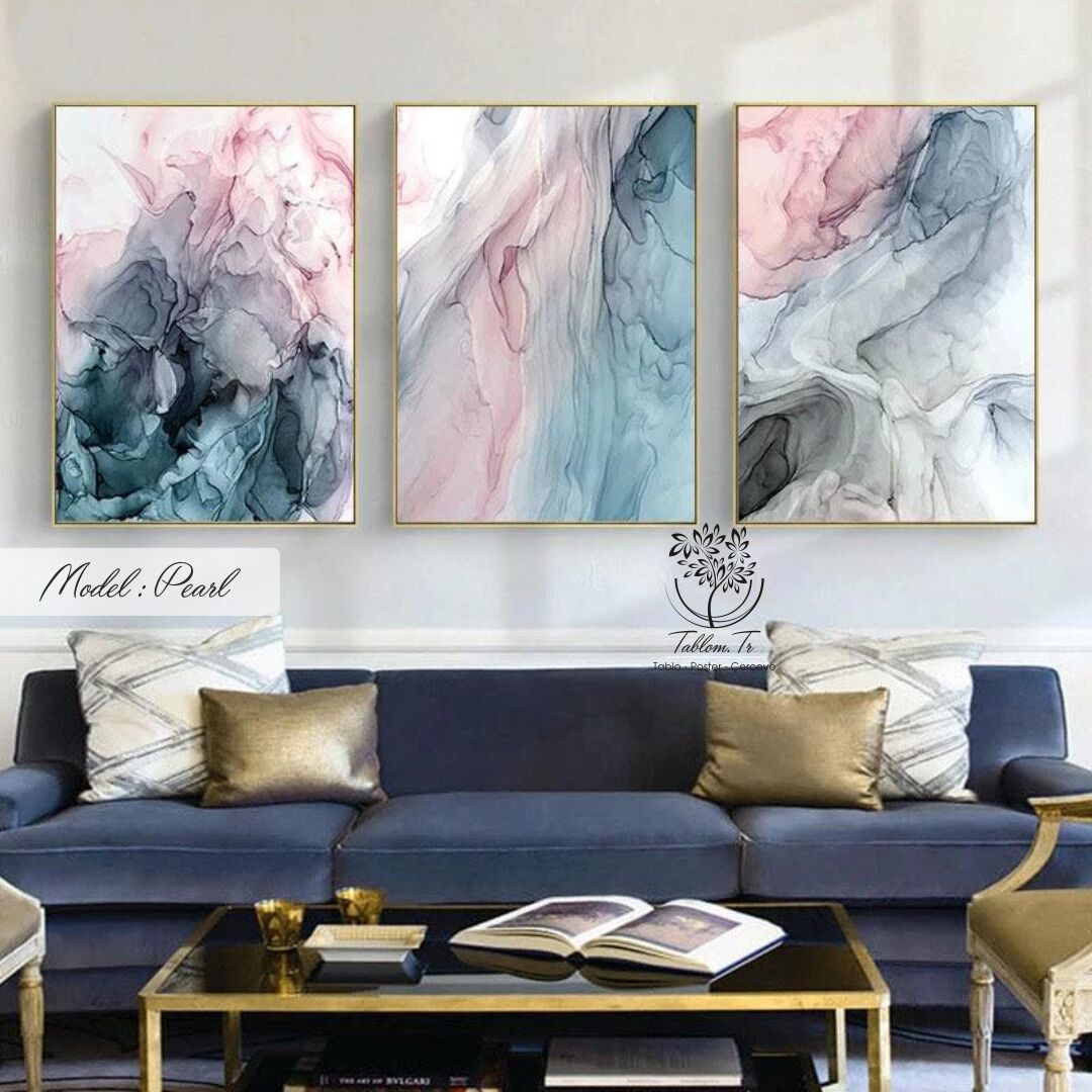 Pearl Üçlü Tablo Gold - 70x100 CM