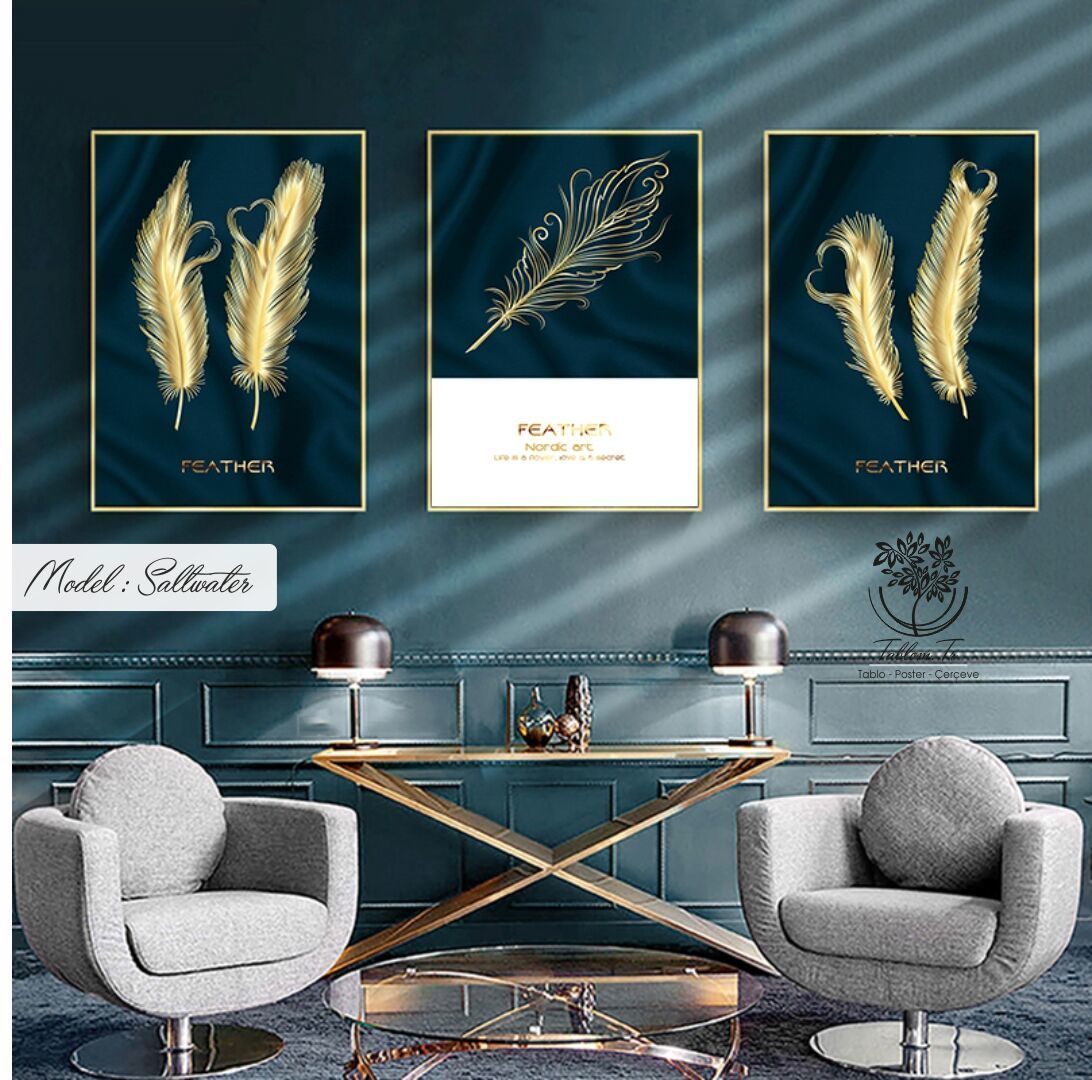 Saltwater Üçlü Tablo Gold - 40x50 CM