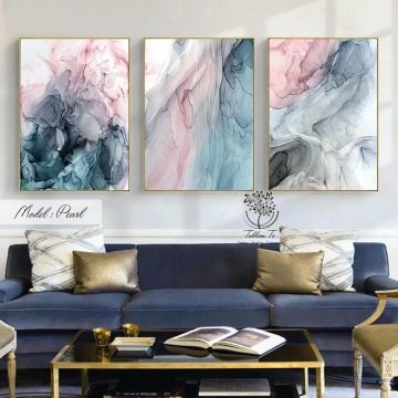 Pearl Üçlü Tablo Gümüş - 70x100 CM