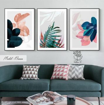 Brown Üçlü Tablo Beyaz - 40x50 CM