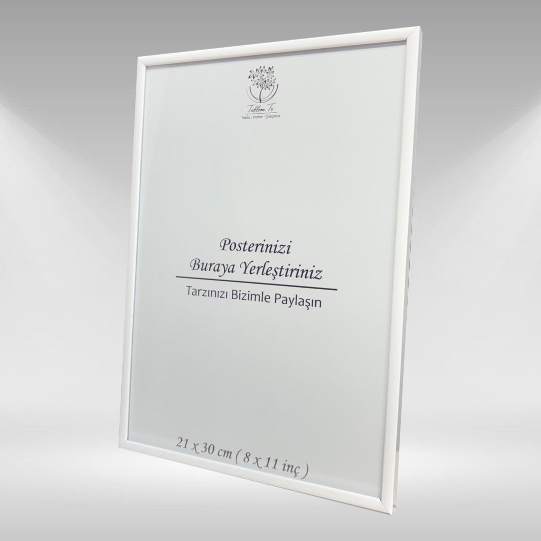 Beyaz Metal Çerçeveli Camlı Boş Çerçeve 21x30 CM - Tekli