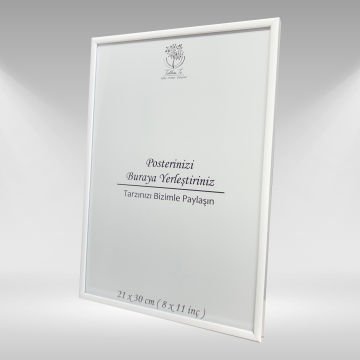 Beyaz Metal Çerçeveli Camlı Boş Çerçeve 21x30 CM - Tekli