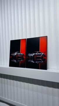 Dijital Baskılı Metal Çerçeveli Camlı İkili Dekoratif Tablo - Redline GT