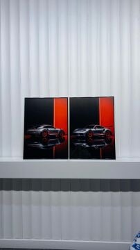 Dijital Baskılı Metal Çerçeveli Camlı İkili Dekoratif Tablo - Redline GT