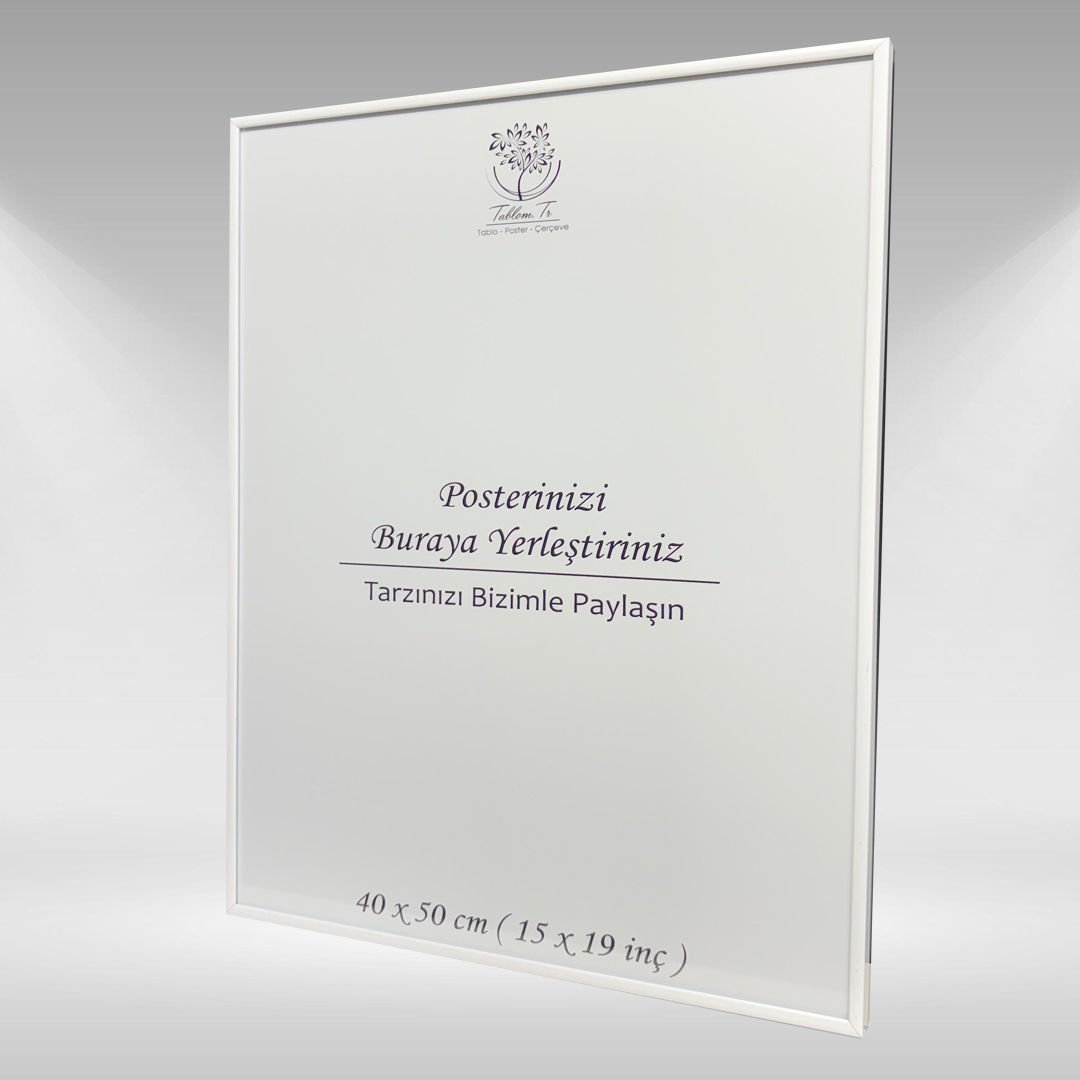 Beyaz Metal Çerçeveli Camlı Boş Çerçeve 40x50 CM - Tekli