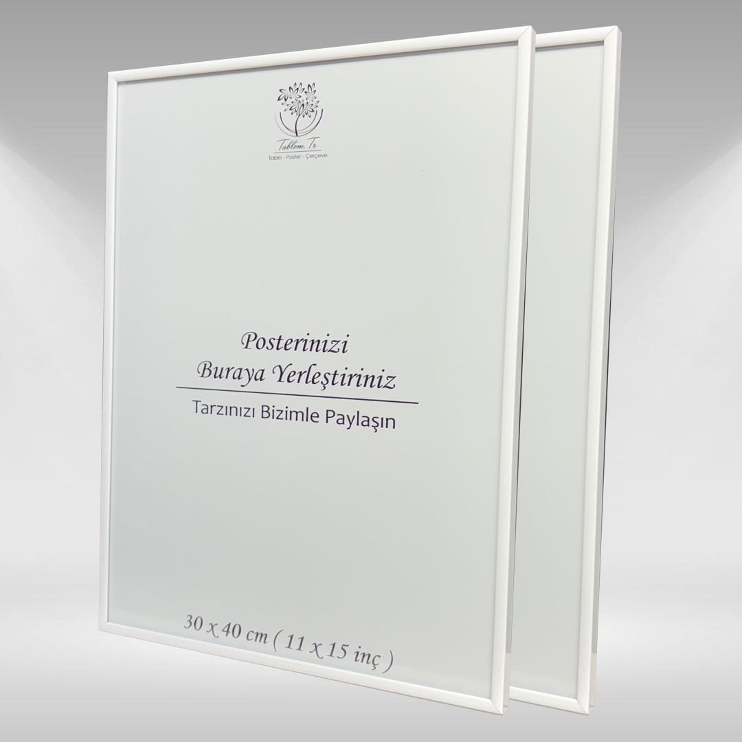 Beyaz Metal Çerçeveli Camlı Boş Çerçeve 30x40 CM - İkili