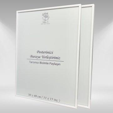 Beyaz Metal Çerçeveli Camlı Boş Çerçeve 30x40 CM - İkili