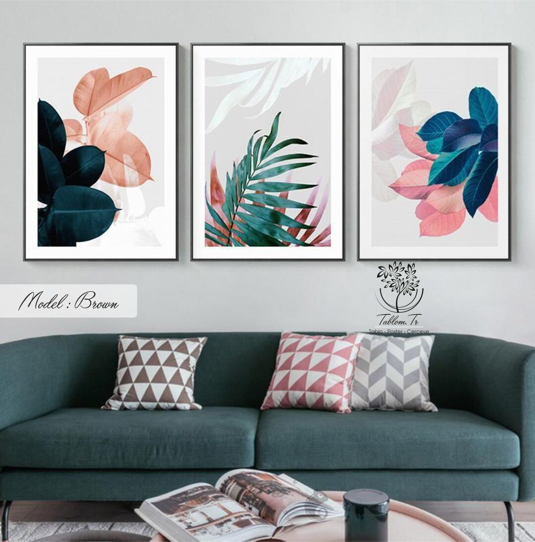 Brown Üçlü Tablo Siyah - 70x100 CM