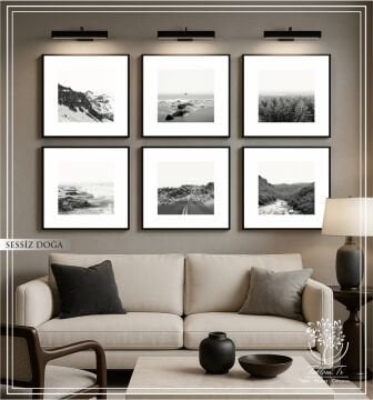 Metal Çerçeveli Camlı 6'Li Dekoratif Tablo Seti - Sessiz Doğa
