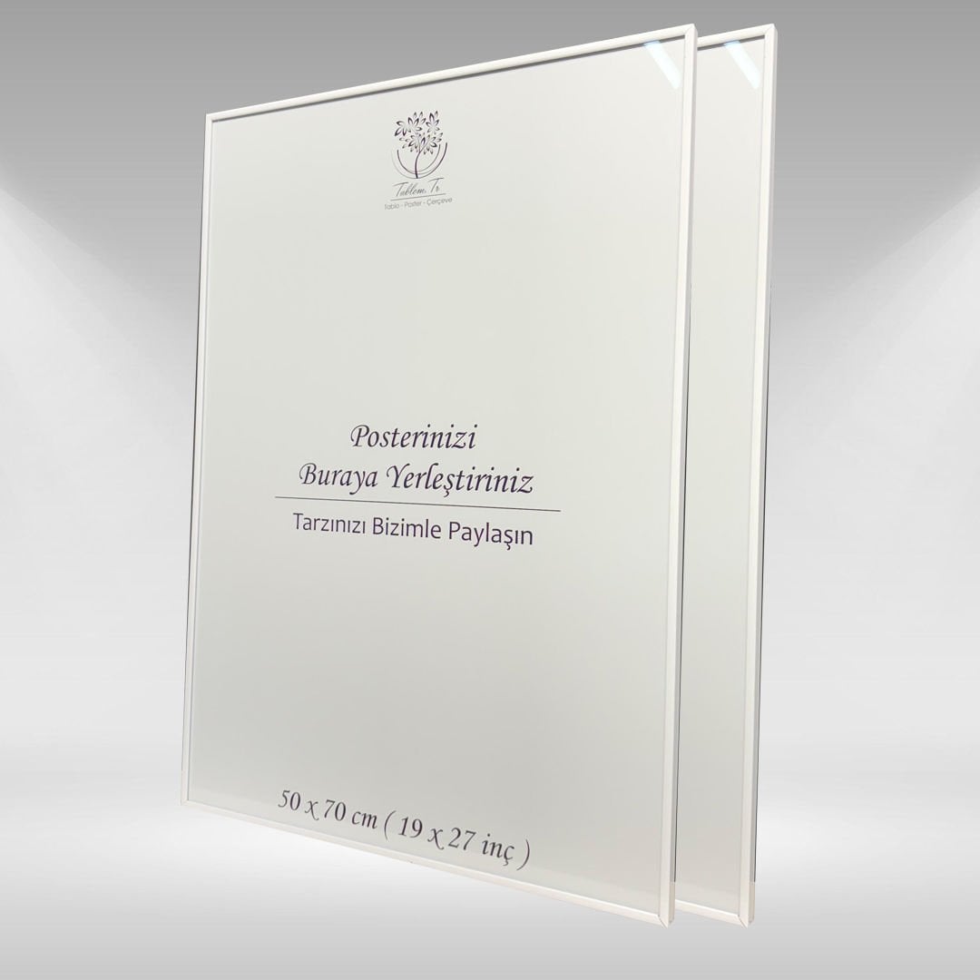 Beyaz Metal Çerçeveli Camlı Boş Çerçeve 50x70 CM - İkili