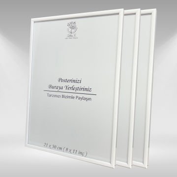 Beyaz Metal Çerçeveli Camlı Boş Çerçeve 21x30 CM - Üçlü