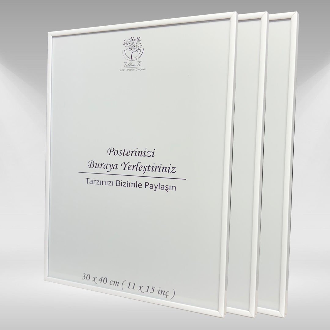 Beyaz Metal Çerçeveli Camlı Boş Çerçeve 30x40 CM - Üçlü
