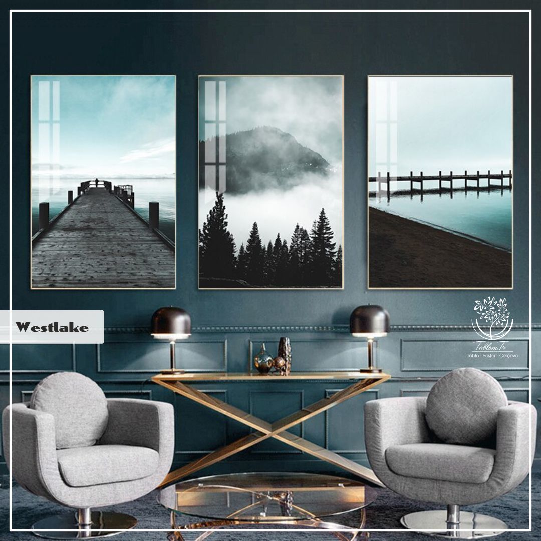 Westlake Üçlü Tablo Beyaz - 50x70 CM