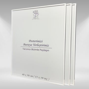 Beyaz Metal Çerçeveli Camlı Boş Çerçeve 40x50 CM - Üçlü