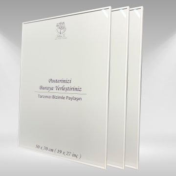 Beyaz Metal Çerçeveli Camlı Boş Çerçeve 50x70 CM - Üçlü