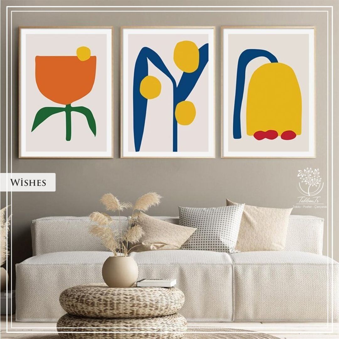 Wishes Üçlü Set Tablo Siyah - 50x70 CM